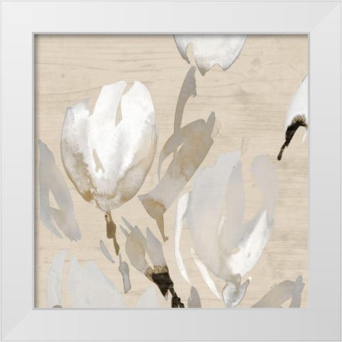 Neutral Tulips I White Modern Wood Framed Art Print by Loreth, Lanie