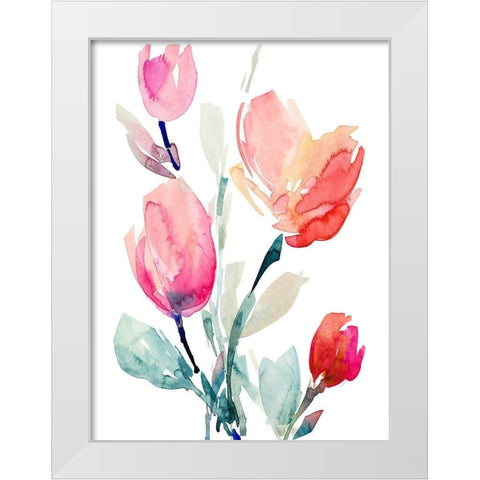 Happy Tulips II White Modern Wood Framed Art Print by Loreth, Lanie