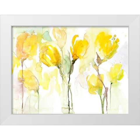 Yellow Garden White Modern Wood Framed Art Print by Loreth, Lanie