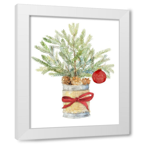 Merry Christmas Fir Tree White Modern Wood Framed Art Print by Loreth, Lanie