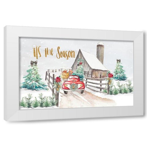 Christmas on the Farm White Modern Wood Framed Art Print by Pinto, Patricia