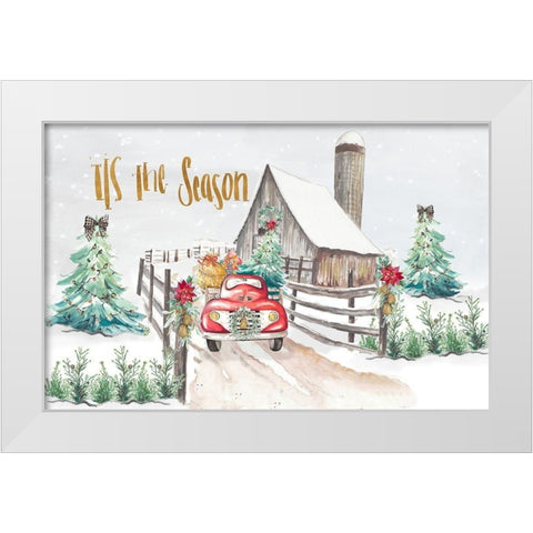 Christmas on the Farm White Modern Wood Framed Art Print by Pinto, Patricia
