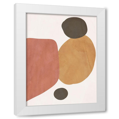 Autumn Shapes I White Modern Wood Framed Art Print by SD Graphics Studio