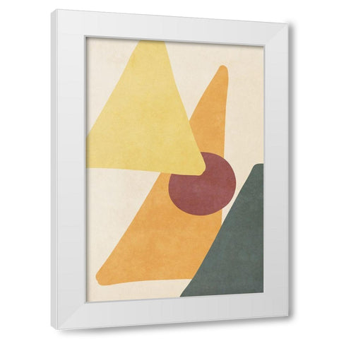 Yellow Simple Shapes White Modern Wood Framed Art Print by SD Graphics Studio
