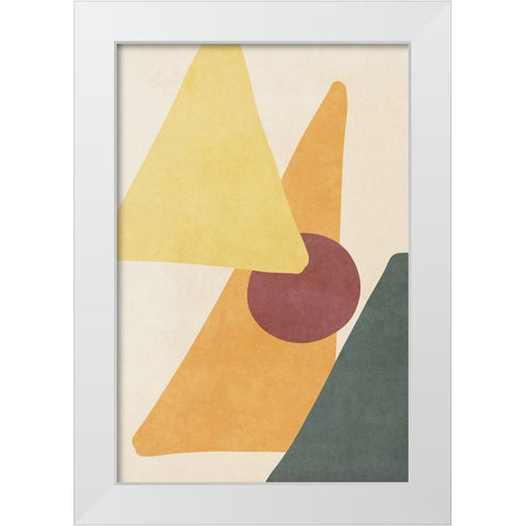 Yellow Simple Shapes White Modern Wood Framed Art Print by SD Graphics Studio
