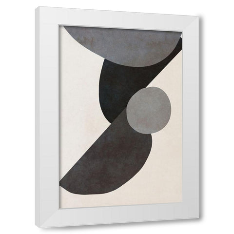 Black Shapes I White Modern Wood Framed Art Print by SD Graphics Studio
