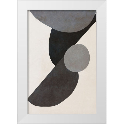 Black Shapes I White Modern Wood Framed Art Print by SD Graphics Studio