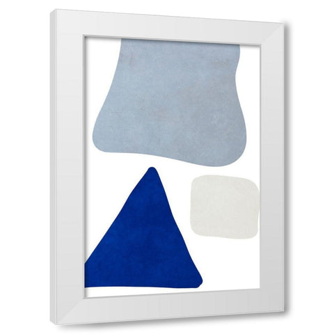 Blue Simple Shapes I White Modern Wood Framed Art Print by SD Graphics Studio