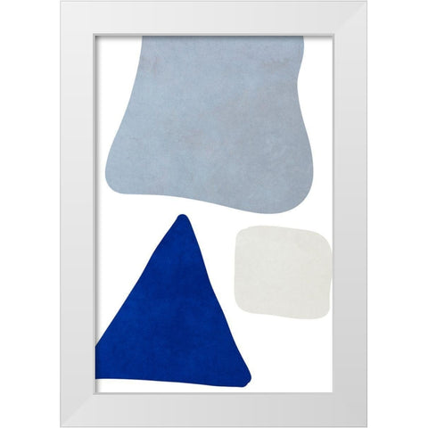 Blue Simple Shapes I White Modern Wood Framed Art Print by SD Graphics Studio
