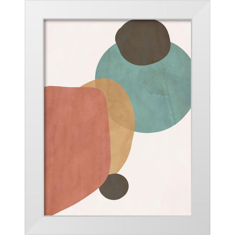 Autumn Shapes II White Modern Wood Framed Art Print by SD Graphics Studio