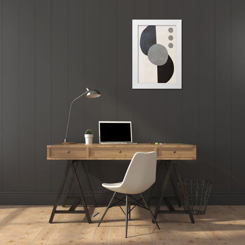 Black Shapes II White Modern Wood Framed Art Print by SD Graphics Studio