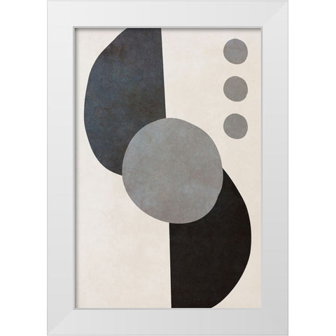 Black Shapes II White Modern Wood Framed Art Print by SD Graphics Studio