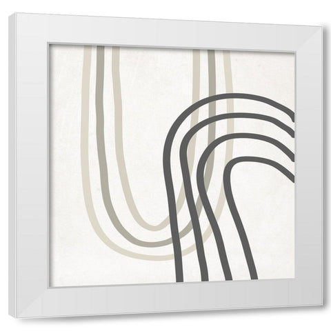 Neutral Curves White Modern Wood Framed Art Print by SD Graphics Studio
