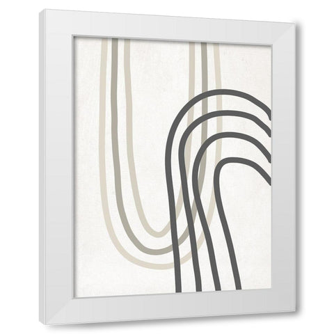 Neutral Curve Lines White Modern Wood Framed Art Print by SD Graphics Studio