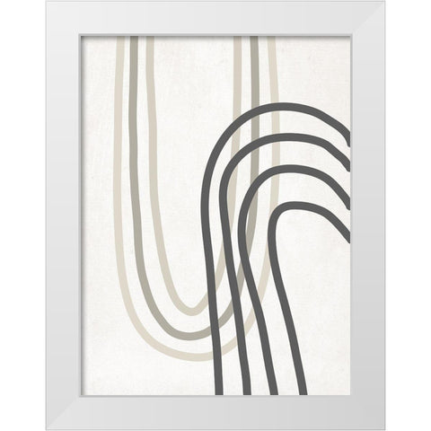 Neutral Curve Lines White Modern Wood Framed Art Print by SD Graphics Studio