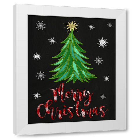 Merry Christmas Tree White Modern Wood Framed Art Print by Metz, Andi