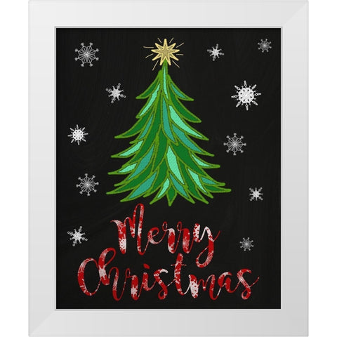 Merry Christmas Tree White Modern Wood Framed Art Print by Metz, Andi