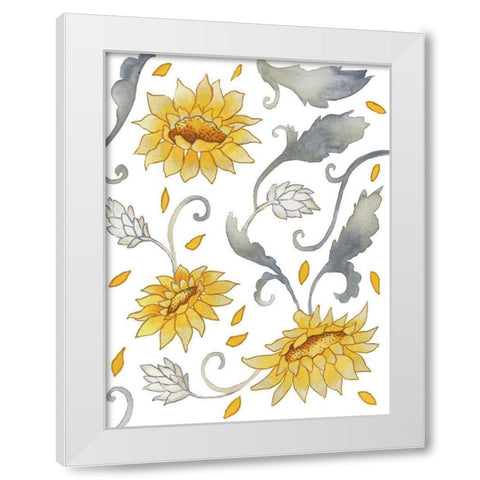 Sunflower Bunches White Modern Wood Framed Art Print by Medley, Elizabeth