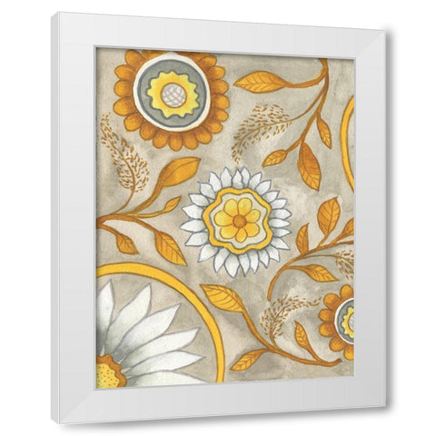 Flowers on Grey I White Modern Wood Framed Art Print by Medley, Elizabeth