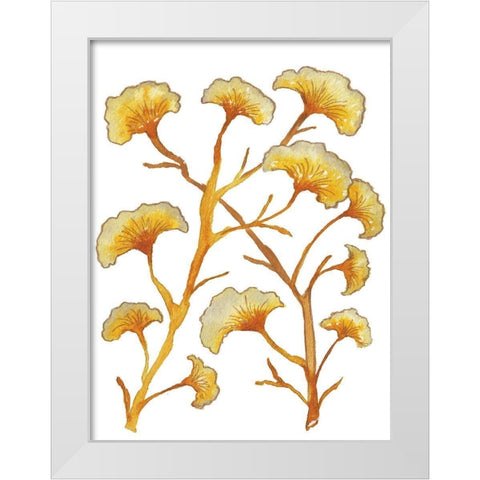 Gold Floral Branches White Modern Wood Framed Art Print by Medley, Elizabeth