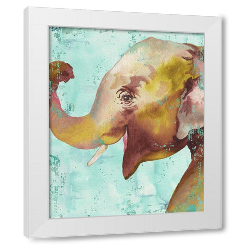 Funky Elephant White Modern Wood Framed Art Print by Medley, Elizabeth