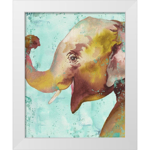 Funky Elephant White Modern Wood Framed Art Print by Medley, Elizabeth