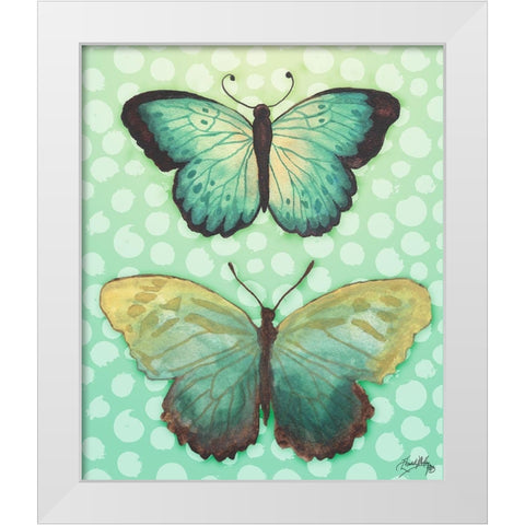 Butterfly Duo in Teal White Modern Wood Framed Art Print by Medley, Elizabeth