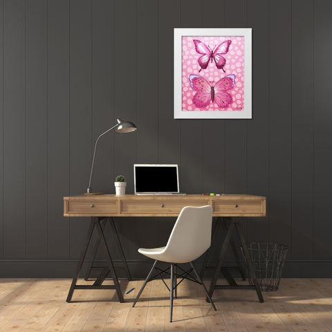 Butterfly Duo in Pink White Modern Wood Framed Art Print by Medley, Elizabeth