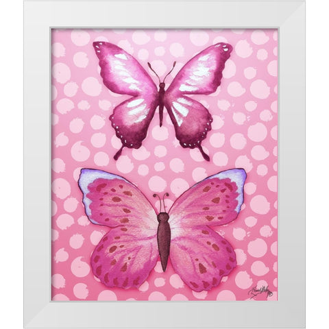 Butterfly Duo in Pink White Modern Wood Framed Art Print by Medley, Elizabeth