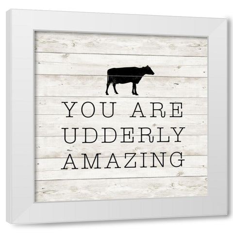 Udderly Amazing White Modern Wood Framed Art Print by SD Graphics Studio