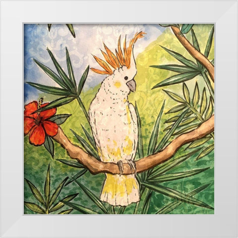 Tropical Bird I White Modern Wood Framed Art Print by Biscardi, Nicholas