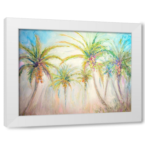 Watercolor Palms Scene White Modern Wood Framed Art Print by Diannart