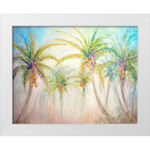 Watercolor Palms Scene White Modern Wood Framed Art Print by Diannart