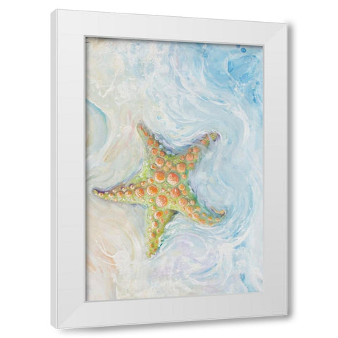 Watercolor Starfish I White Modern Wood Framed Art Print by Diannart