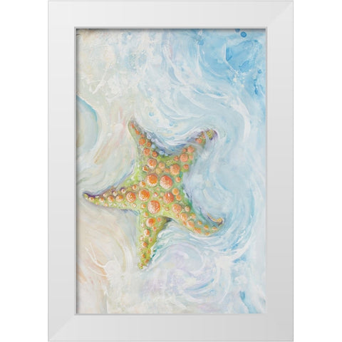 Watercolor Starfish I White Modern Wood Framed Art Print by Diannart