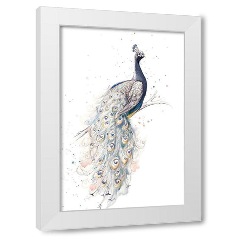Peacock White Modern Wood Framed Art Print by Pinto, Patricia