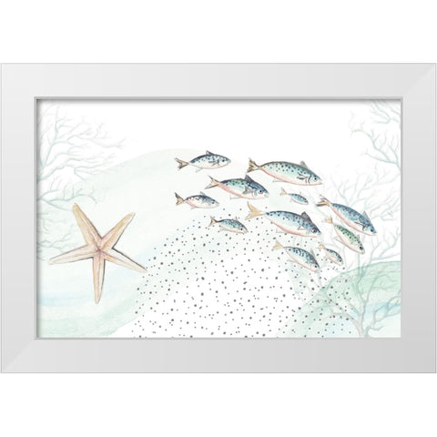 Underwater Marine Life White Modern Wood Framed Art Print by Pinto, Patricia