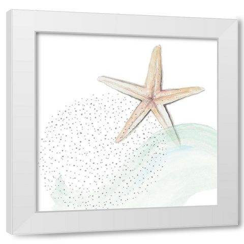 Turquoise Ocean Treasure Star White Modern Wood Framed Art Print by Pinto, Patricia