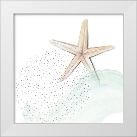 Turquoise Ocean Treasure Star White Modern Wood Framed Art Print by Pinto, Patricia