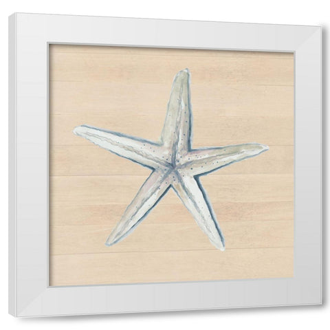 Starfish On Wood Background White Modern Wood Framed Art Print by Pinto, Patricia