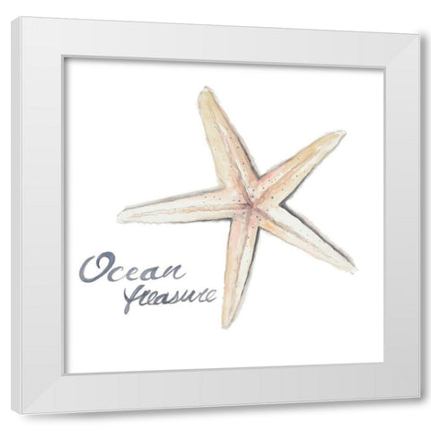Ocean Treasure Starfish White Modern Wood Framed Art Print by Pinto, Patricia