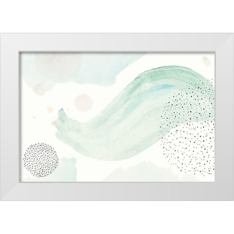Turquoise Dotted Waves White Modern Wood Framed Art Print by Pinto, Patricia