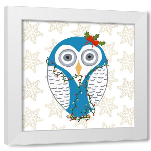 Christmas Owl I White Modern Wood Framed Art Print by DeRice, Julie