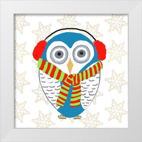 Christmas Owl II White Modern Wood Framed Art Print by DeRice, Julie