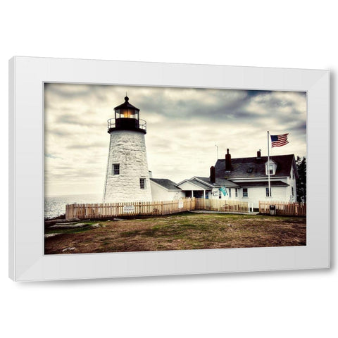 American Harbor Lighthouse White Modern Wood Framed Art Print by Amos, Andy