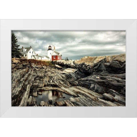 Harbor Lighthouse I White Modern Wood Framed Art Print by Amos, Andy