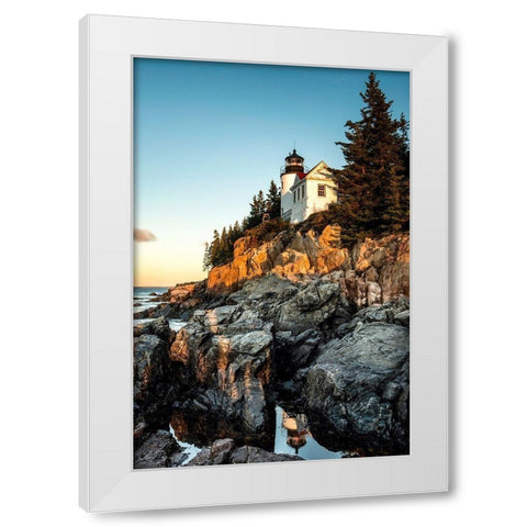 Harbor Lighthouse White Modern Wood Framed Art Print by Amos, Andy