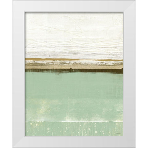 Familiar Feeling Green And Beige White Modern Wood Framed Art Print by Meneely, Dan