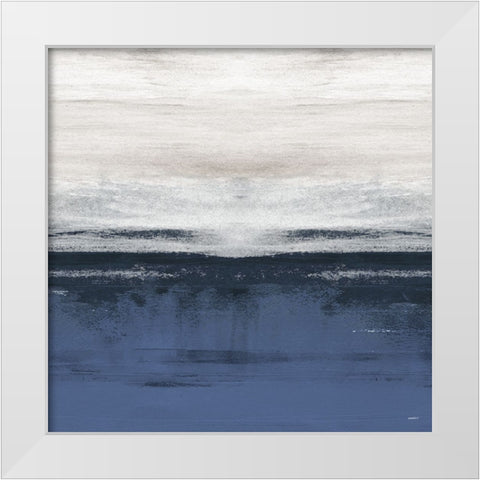 Familiar Feeling Blue Square II White Modern Wood Framed Art Print by Meneely, Dan