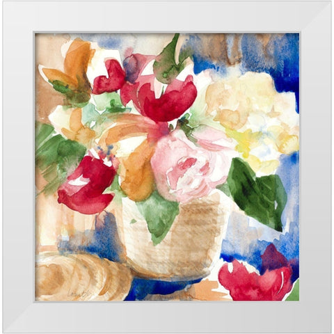 Bright Flower Basket White Modern Wood Framed Art Print by Loreth, Lanie